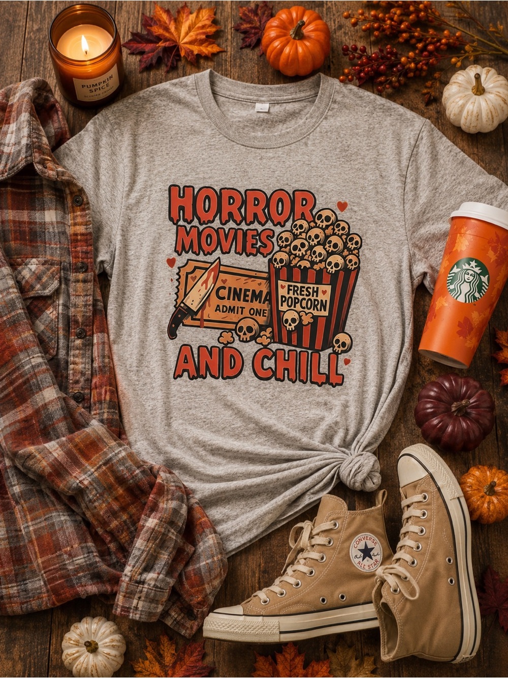 Horror Movies & Chill Graphic Tee 🎃👻🍿